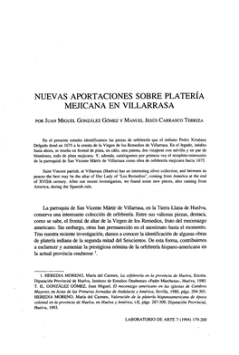 Nuevas Aportaciones Sobre Platería Mejicana En Villarrasa