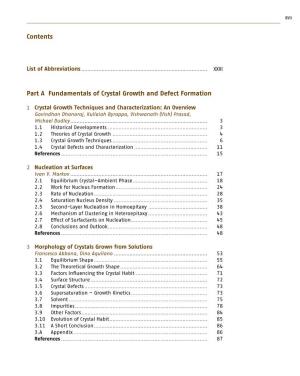Contents Part a Fundamentals of Crystal Growth and Defect Formation