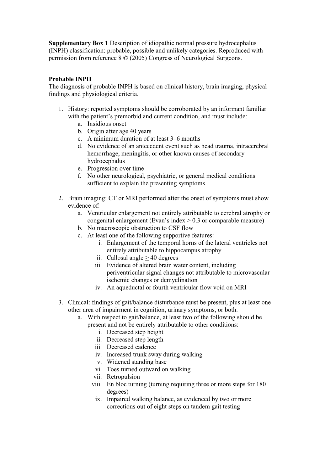 Supplementary Box 1 Description of INPH Classification: Probable, Possible and Unlikely