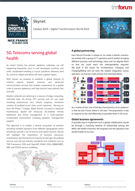 5G Telecoms Serving Global Health Skynet