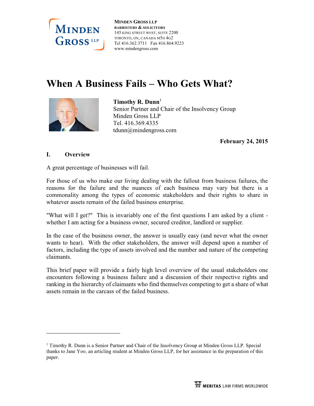 When a Business Fails – Who Gets What?