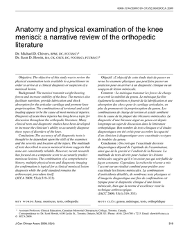Anatomy and Physical Examination of the Knee Menisci: a Narrative Review of the Orthopedic Literature