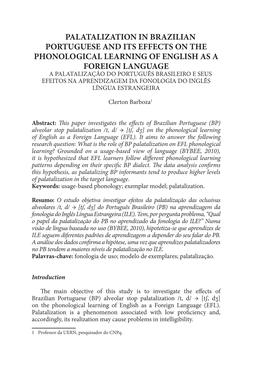 Palatalization in Brazilian Portuguese and Its Effects