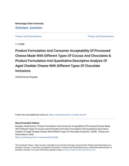 Product Formulation and Consumer