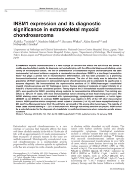 INSM1 Expression and Its Diagnostic Significance in Extraskeletal Myxoid