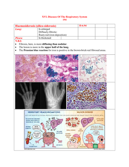 Haemosiderosis (Silico-Siderosis)