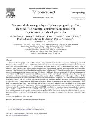 Transrectal Ultrasonography and Plasma Progestin Profiles Identifies
