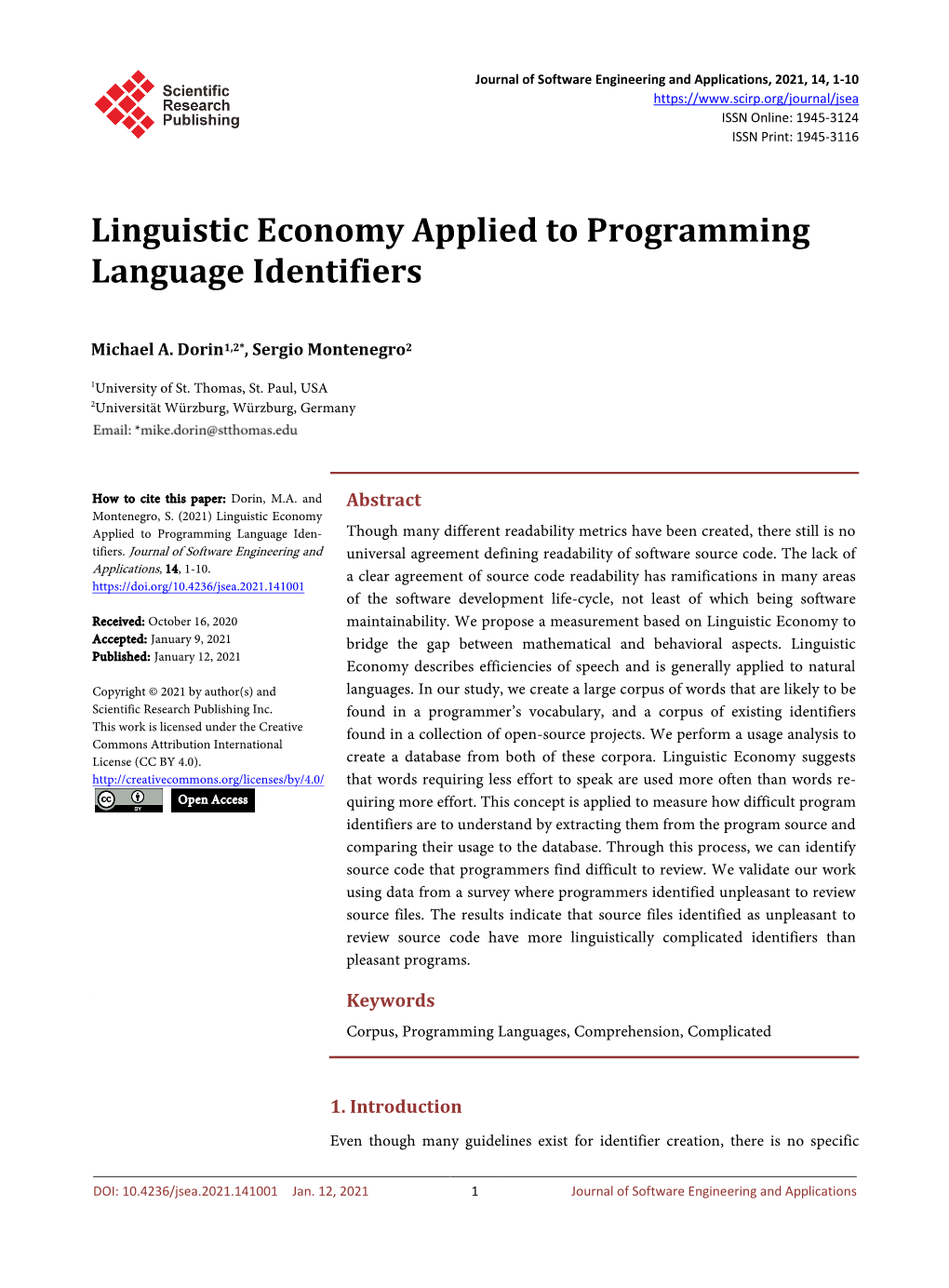 Linguistic Economy Applied to Programming Language Identifiers