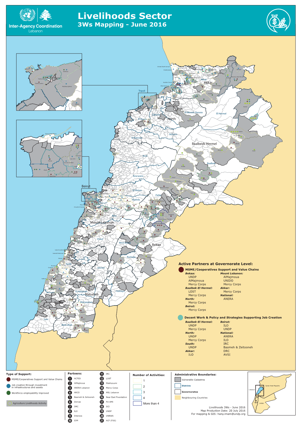 Livelihoods Sector 3Ws Mapping - June 2016