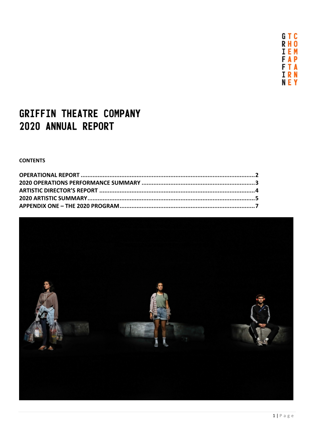 Griffin Theatre Company 2020 Annual Report