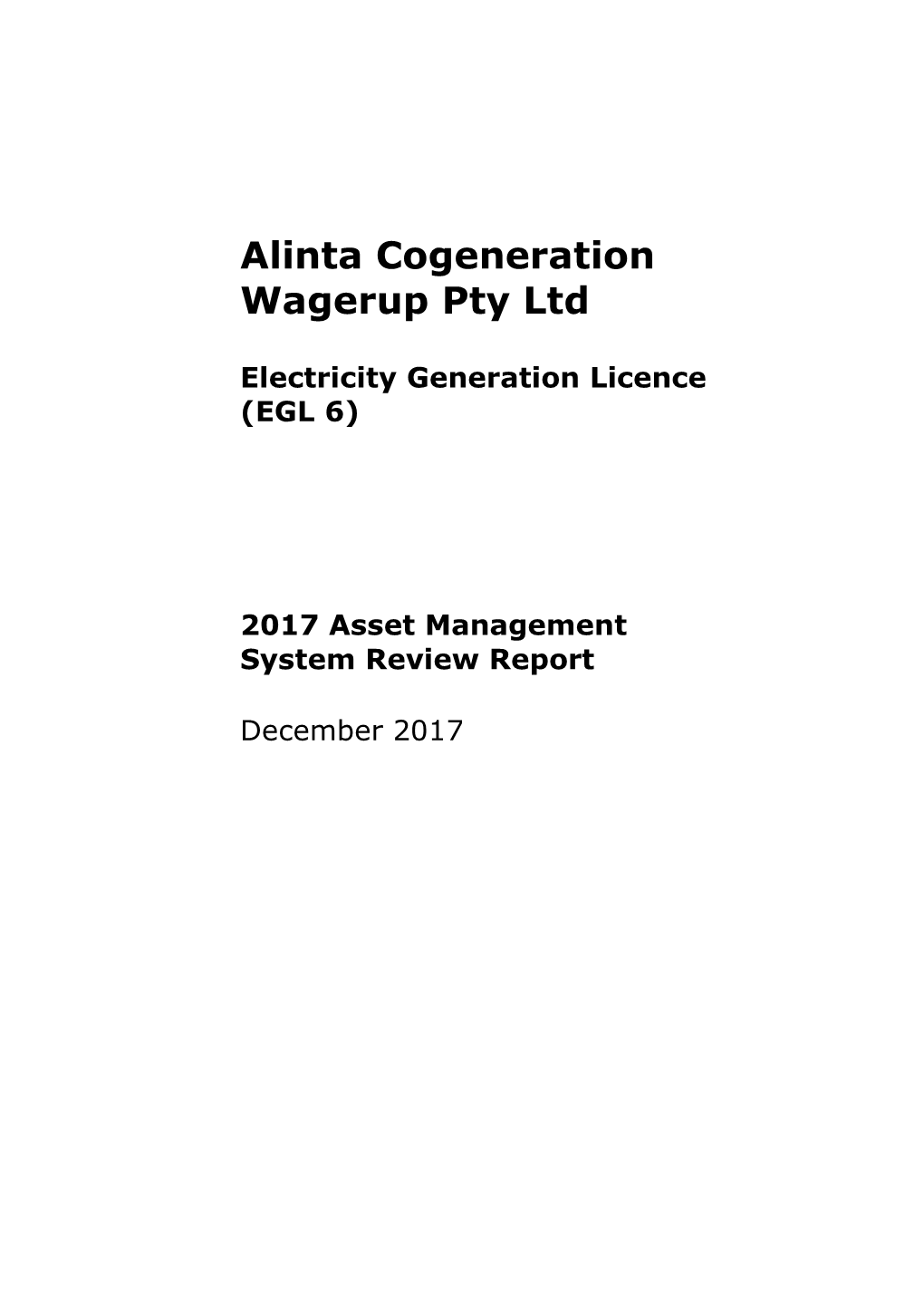 Alinta Cogeneration Wagerup Pty Ltd