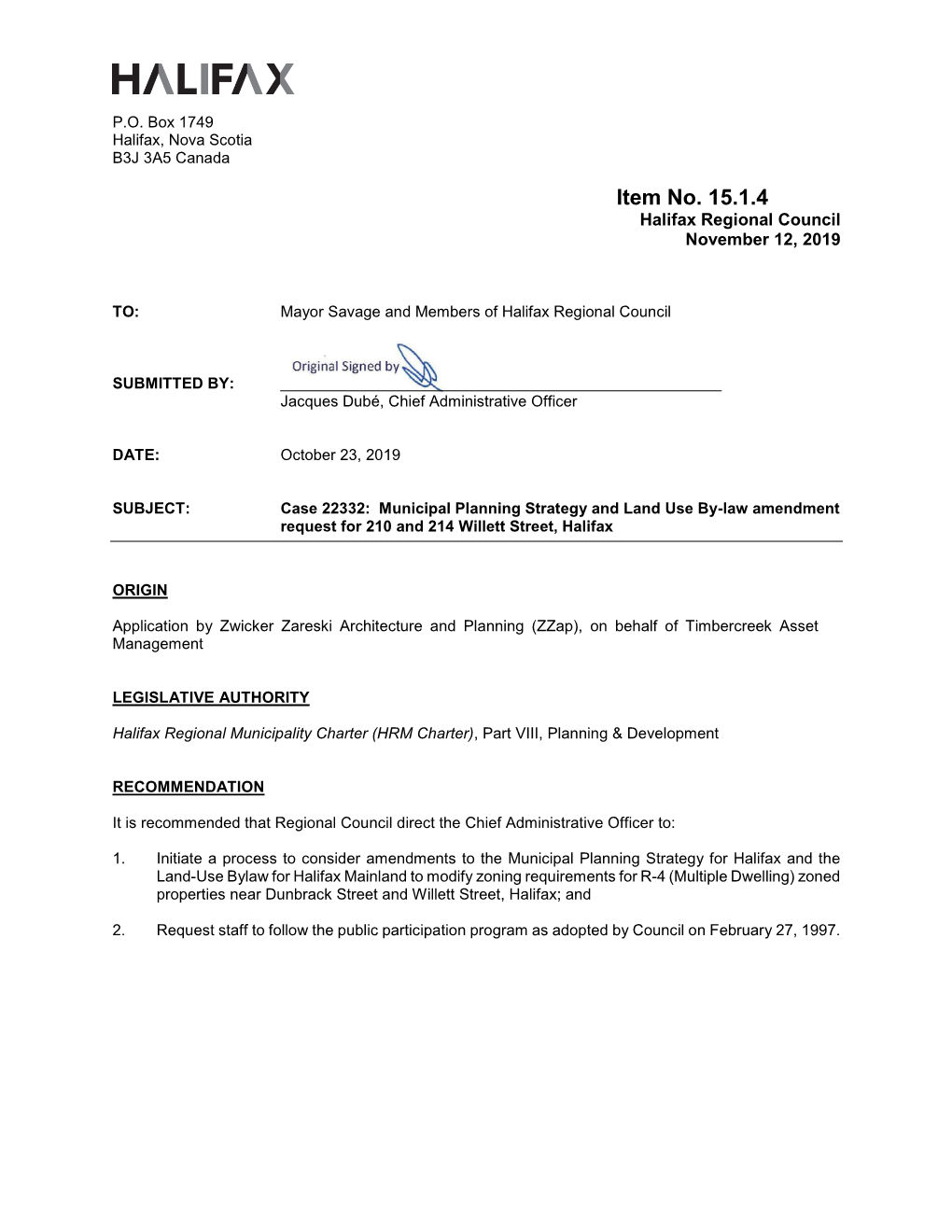 Municipal Planning Strategy and Land Use By-Law Amendment Request for 210 and 214 Willett Street, Halifax