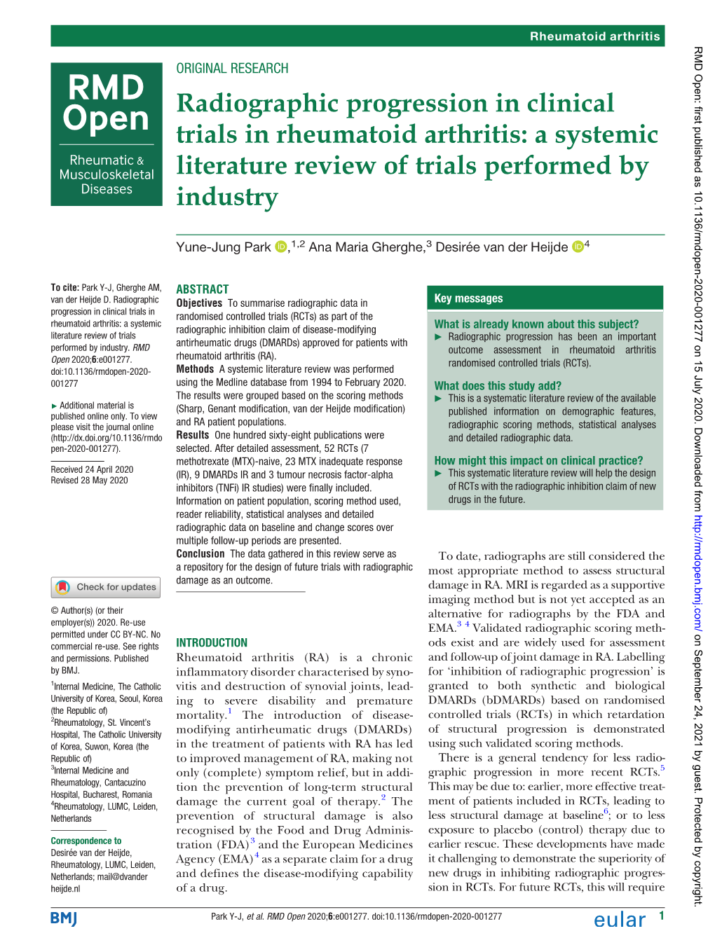 Radiographic Progression in Clinical Trials in Rheumatoid Arthritis: a Systemic Literature Review of Trials Performed by Industry