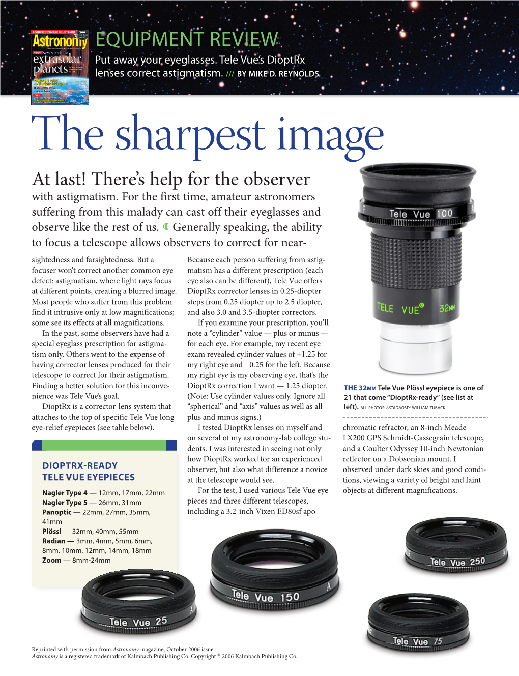 The Sharpest Image at Last! There’S Help for the Observer with Astigmatism