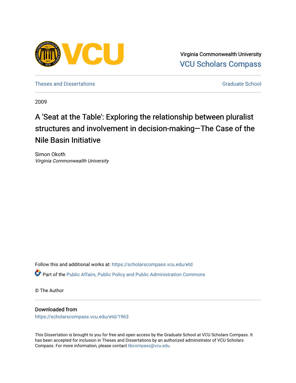 Exploring the Relationship Between Pluralist Structures and Involvement in Decision-Making—The Case of the Nile Basin Initiative