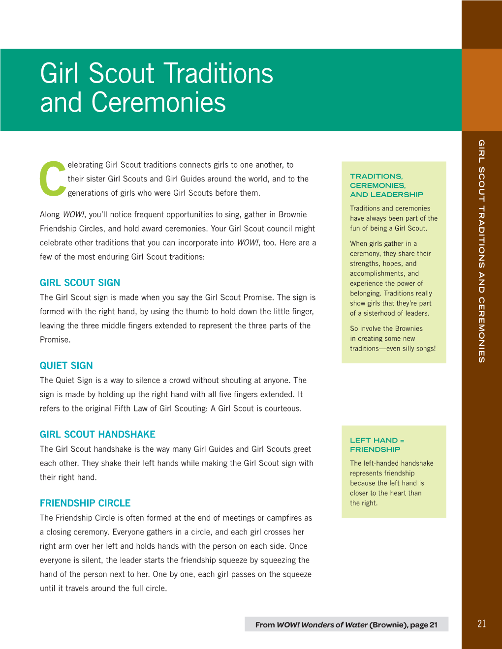 Girl Scout Traditions and Ceremonies GIRL SCOUT TRADITIONS and CEREMONIES SCOUT TRADITIONS and GIRL