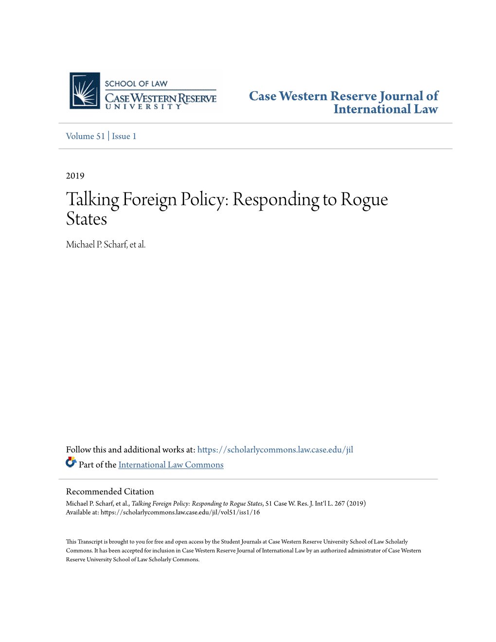 Responding to Rogue States Michael P