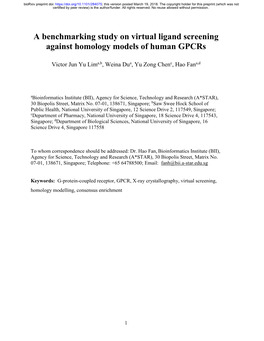 A Benchmarking Study on Virtual Ligand Screening Against Homology Models of Human Gpcrs