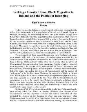 Black Migration to Indiana and the Politics of Belonging