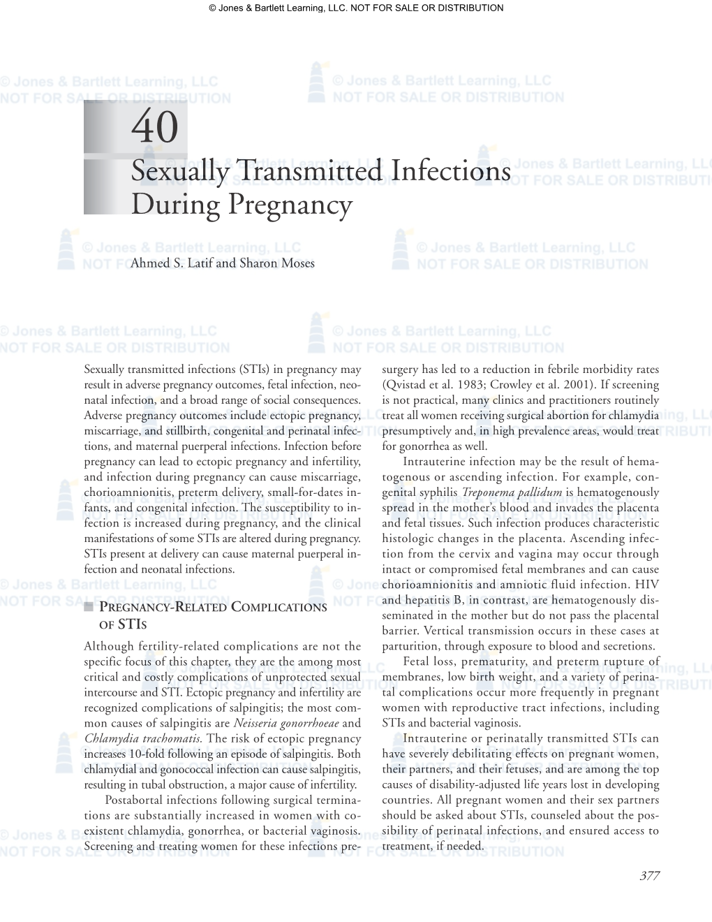 Sexually Transmitted Infections During Pregnancy