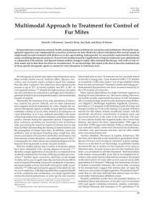 Multimodal Approach to Treatment for Control of Fur Mites