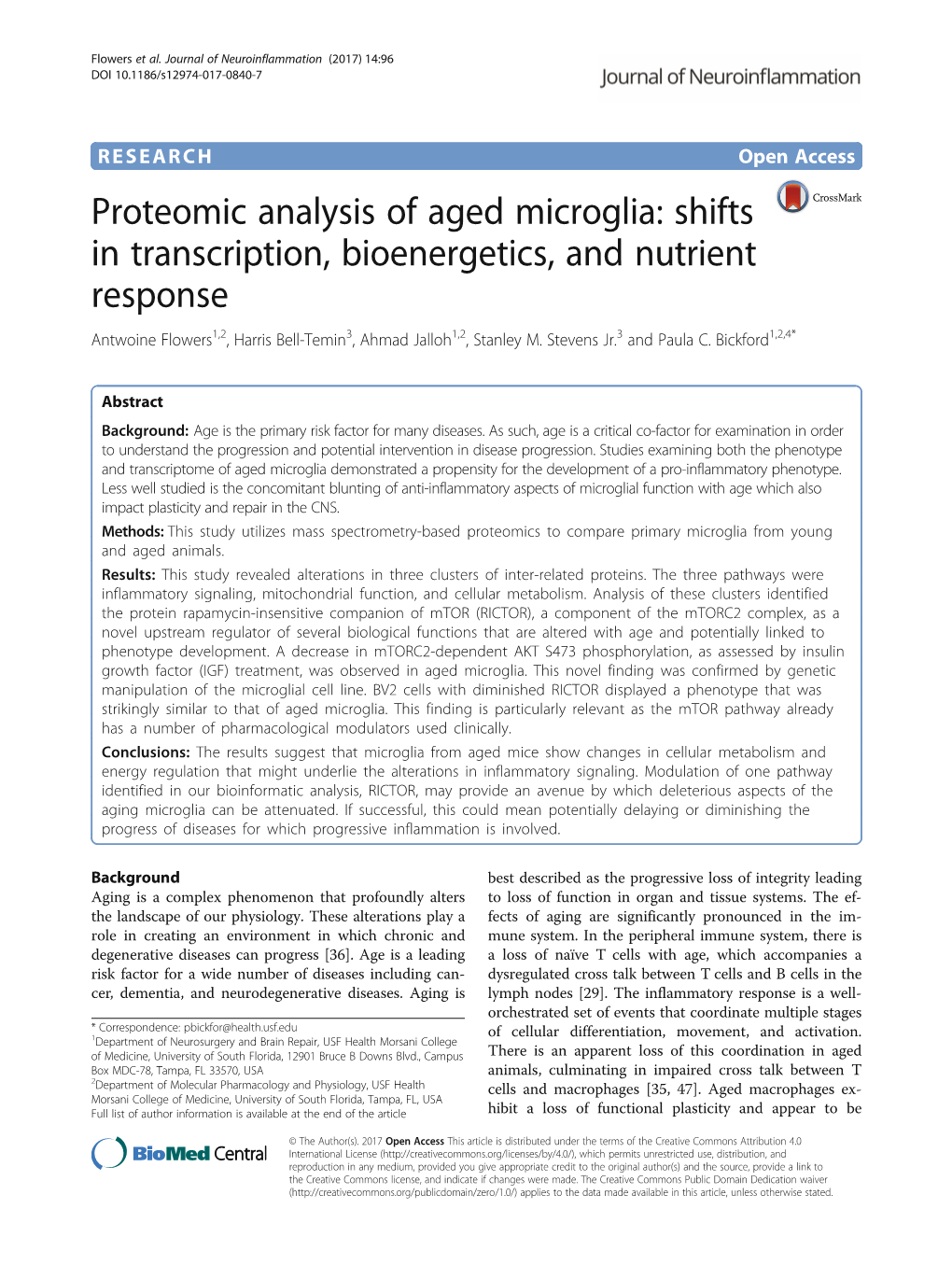 Proteomic Analysis of Aged Microglia