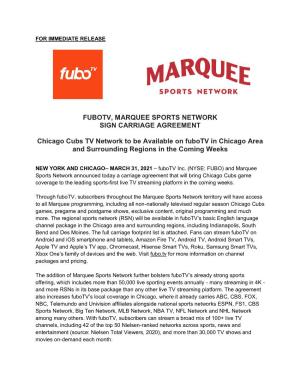 Fubotv, Marquee Sports Network Sign Carriage Agreement