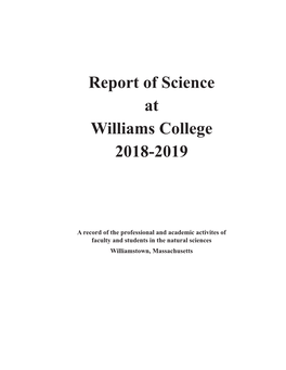 Report of Science at Williams 2019