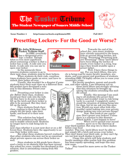 The Tusker Tribune the Student Newspaper of Somers Middle School