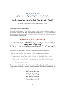 Understanding the Faydah Tijaniyyah - Part 1