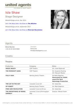 Isla Shaw Stage Designer