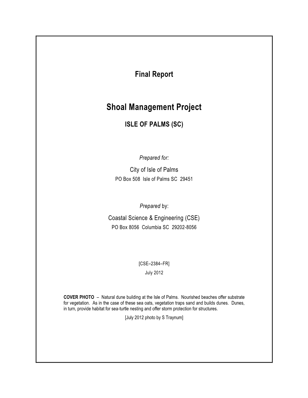 Final Report Shoal Management Project