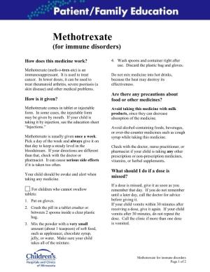 Methotrexate (For Immune Disorders)