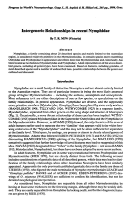 Intergeneric Relationships in Recent Nymphidae