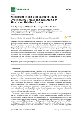 Assessment of End-User Susceptibility to Cybersecurity Threats in Saudi Arabia by Simulating Phishing Attacks