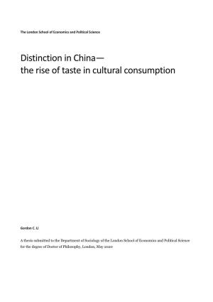 Distinction in China— the Rise of Taste in Cultural Consumption