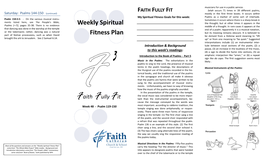 Weekly Spiritual Fitness Plan” Come from “The Whole Bible Project” Bible Studies