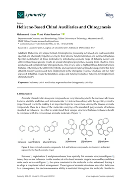 Helicene-Based Chiral Auxiliaries and Chirogenesis