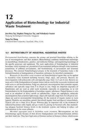 Application of Biotechnology for Industrial Waste Treatment
