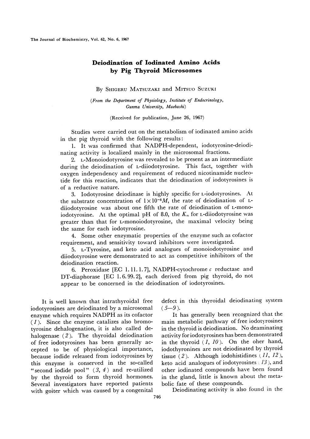 Deiodination of Iodinated Amino Acids by Pig Thyroid Microsomes