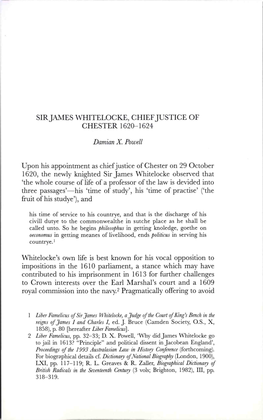 Sir James Whitelocke, Chief Justice of Chester 1620-1624