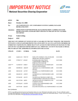 NSCC Important Notice