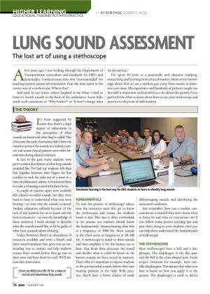 Lung Sound Assessment the Lost Art of Using a Stethoscope