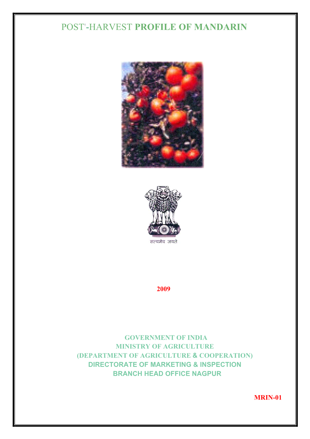 Post'-Harvest Profile of Mandarin