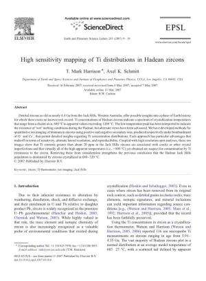 High Sensitivity Mapping of Ti Distributions in Hadean Zircons ⁎ T