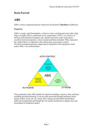 ABS (Acrylonitrile Butadiene Styrene)