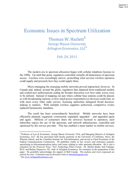 Economic Issues in Spectrum Utilization Thomas W