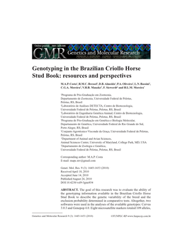 Genotyping in the Brazilian Criollo Horse Stud Book: Resources and Perspectives