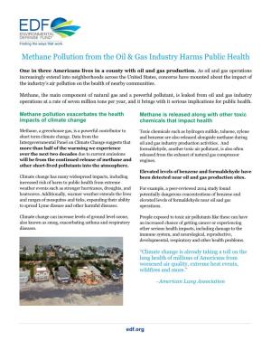 Methane Pollution from the Oil & Gas Industry Harms Public Health