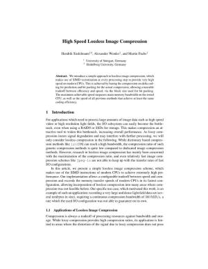 High Speed Lossless Image Compression